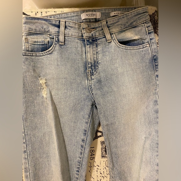 GUESS BLUE DENIM MID RISE SKINNY JEANS - Picture 5 of 7